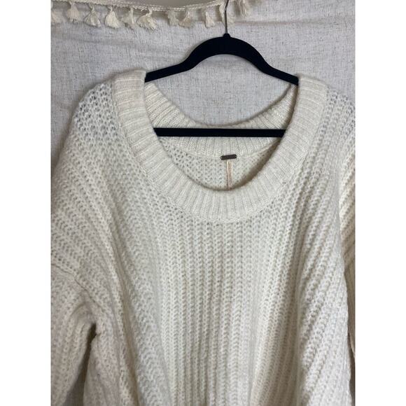 Free People Blue Bell V Neck Sweater Ivory Size XS - Picture 8 of 13